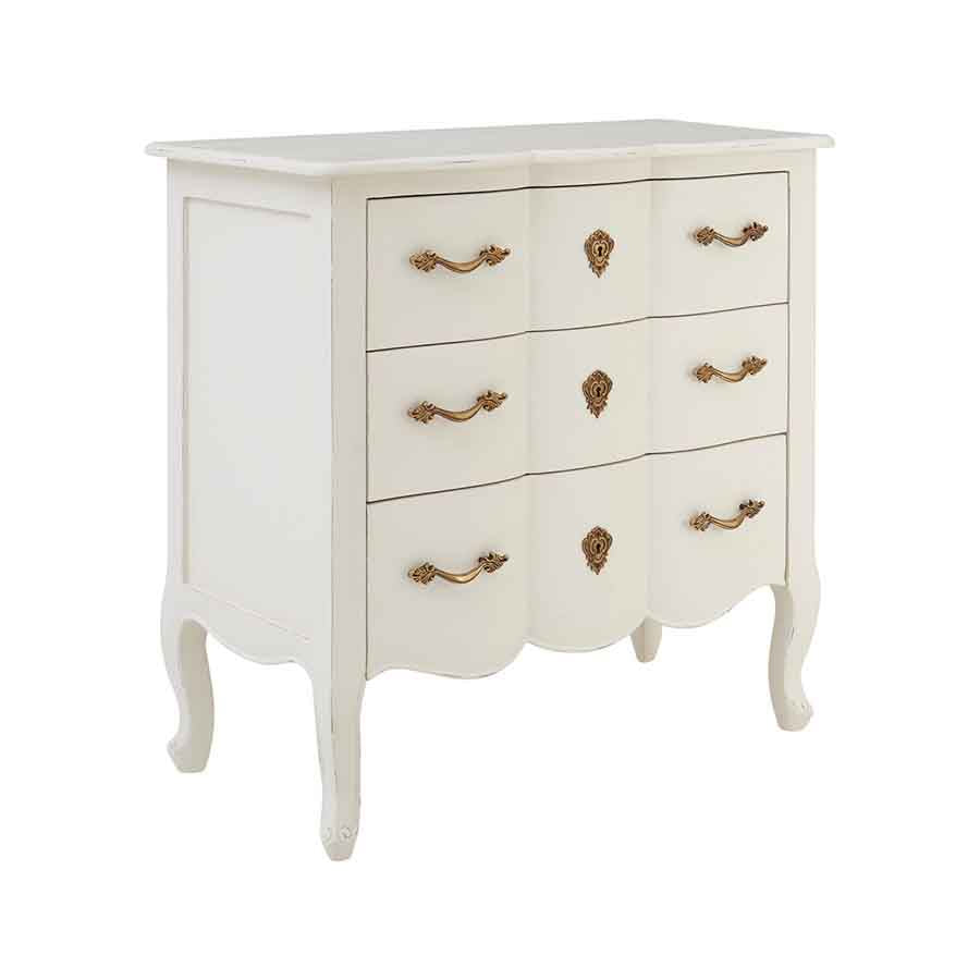 Loire 3 Drawer White Chest
