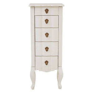 Loire White Wooden Small 5 Drawer Chest