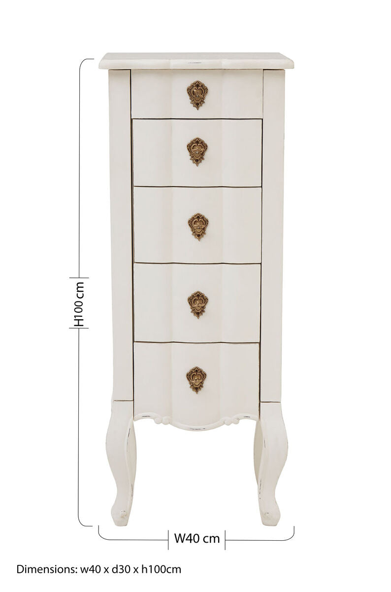 Loire 5 Drawer Small Chest White - Image 10