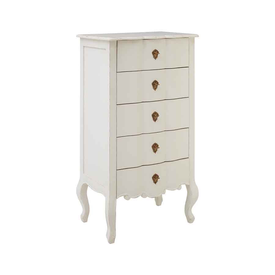 Loire 5 Drawer White Chest