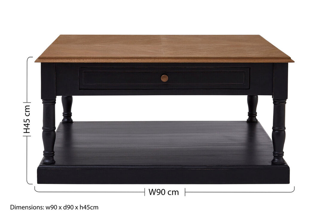 Loire 1 Drawer Black Coffee Table