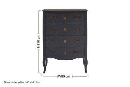 Loire 4 Drawer Dark Grey Chest