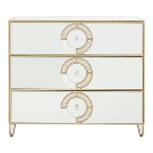 Knightsbridge Champagne Gold and Mirrored Chest of 3 Drawers
