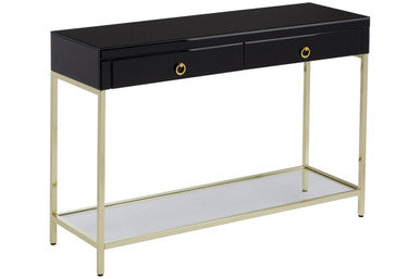 Kensington Townhouse Black Mirror Console Table With Gold Frame