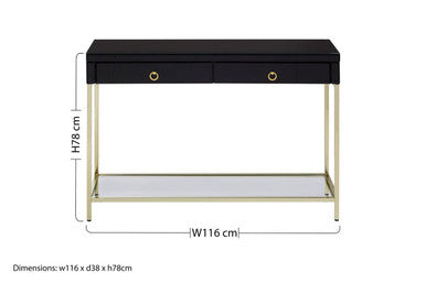 Kensington Townhouse Black Mirror Console Table With Gold Frame