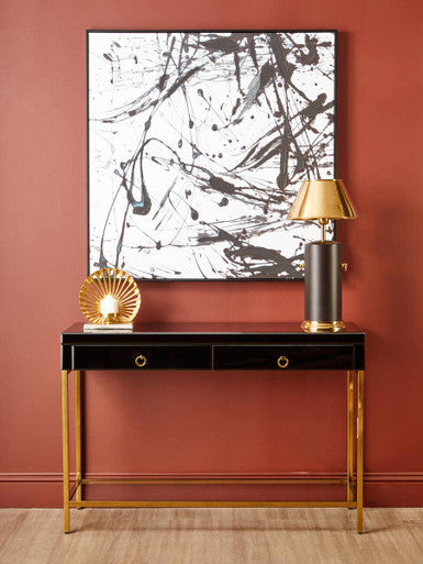 Kensington Townhouse Black Mirror Console Table With Gold Frame