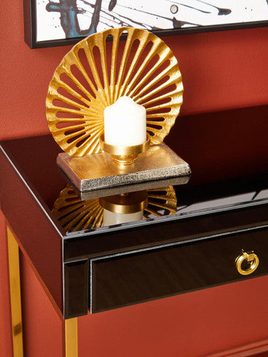 Kensington Townhouse Black Mirror Console Table With Gold Frame