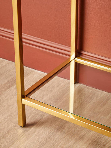 Kensington Townhouse Black Mirror Console Table With Gold Frame