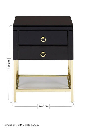 Kensington Townhouse Black 2 Drawer Side Table
