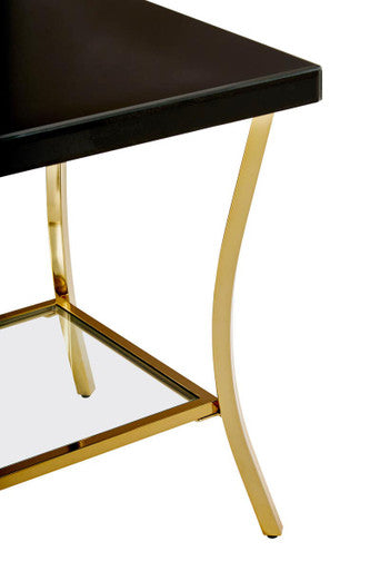 Kensington Townhouse Black Mirror Side Table With Gold Legs