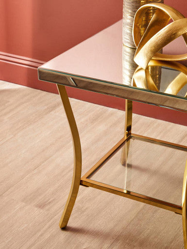 Kensington Townhouse Mirror Side Table With Gold Legs - Image 5