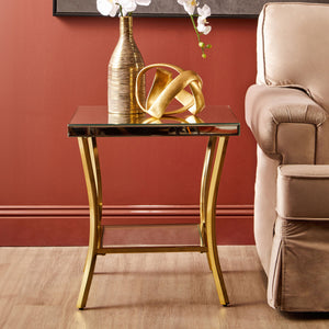 Kensington Townhouse Mirrored Side Table with Gold Finish Legs