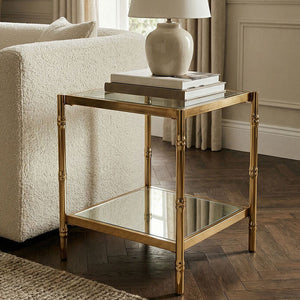 Kensington Townhouse Gold Finish 2 Tier Square Side Table