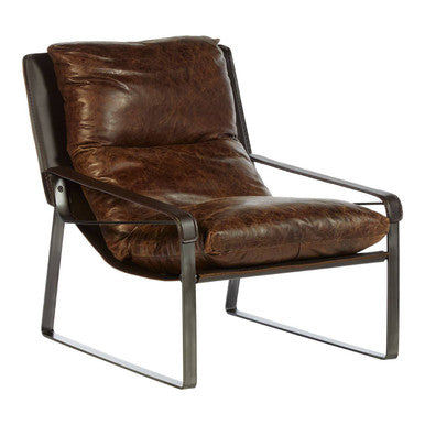 Hoxton Brown Leather Sledge Base Lounge Chair - Image 2