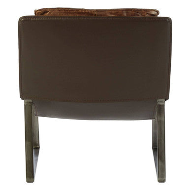 Hoxton Brown Leather Sledge Base Lounge Chair - Image 4