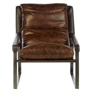 Hoxton Brown Leather Lounge Chair with Sledge Base