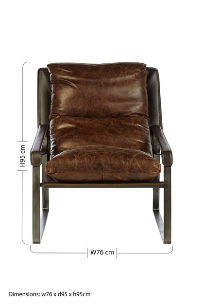 Hoxton Brown Leather Sledge Base Lounge Chair - Image 8