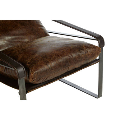 Hoxton Brown Leather Sledge Base Lounge Chair - Image 6