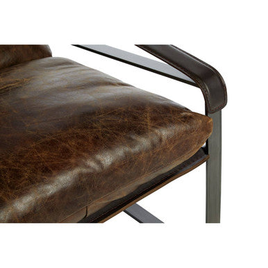 Hoxton Brown Leather Sledge Base Lounge Chair - Image 7