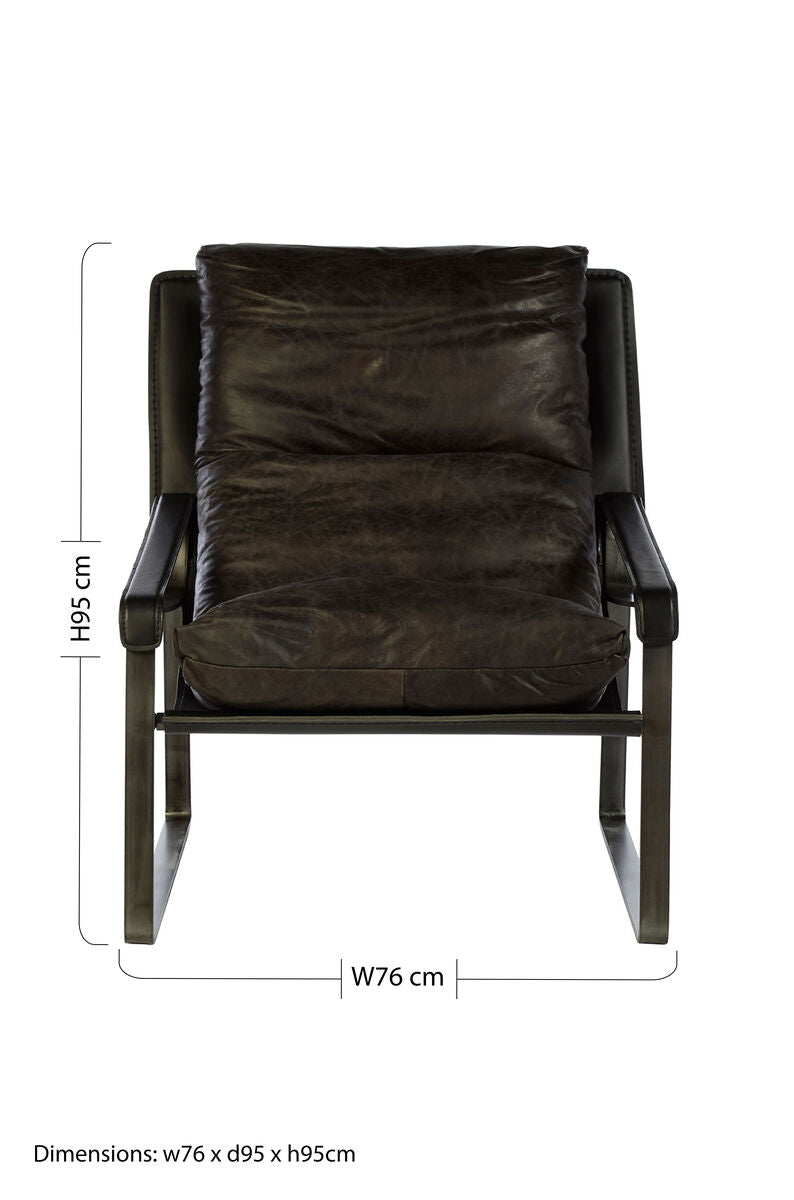 Hoxton Dark Brown Leather Lounge Chair - Image 10