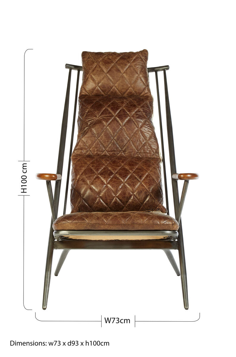 Hoxton Genuine Brown Leather Chair - Image 10