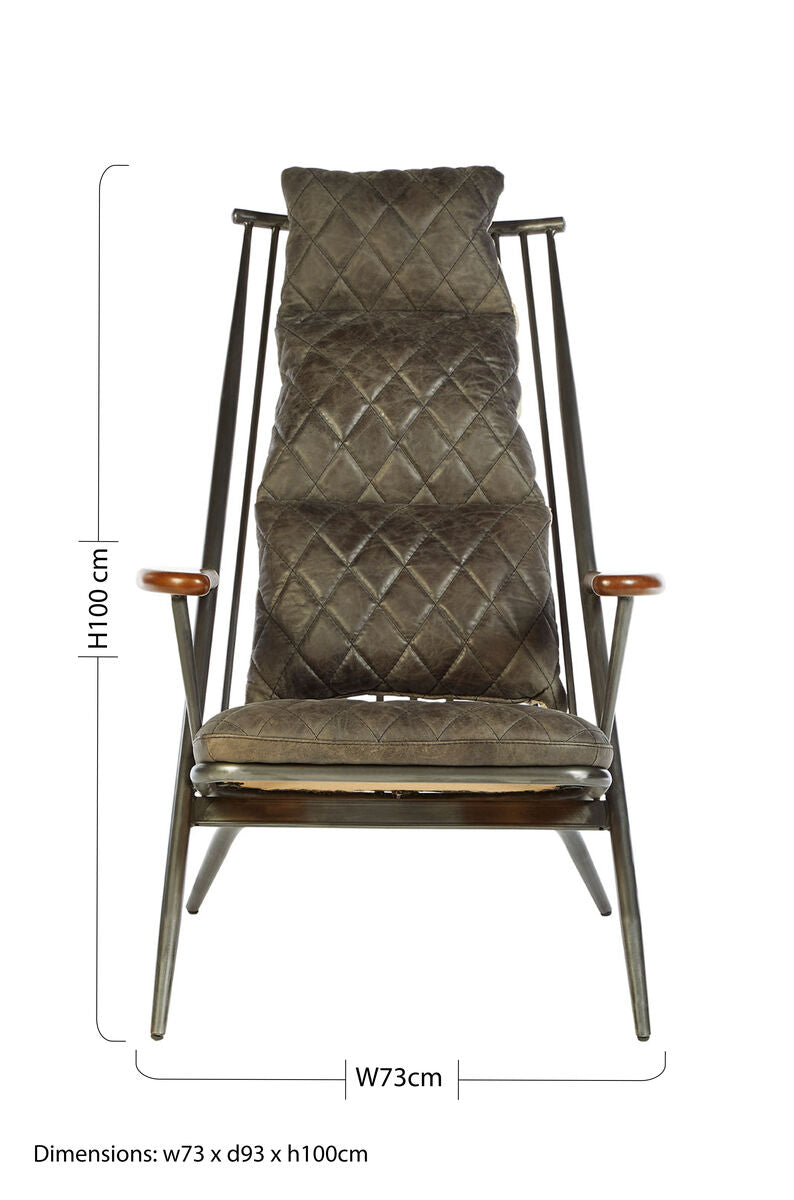 Hoxton Genuine Grey Leather Chair - Image 8