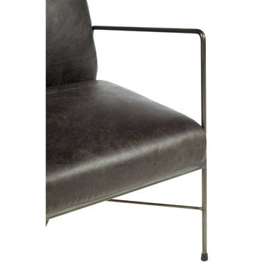 Hoxton Grey Leather Lounge Chair - Image 6