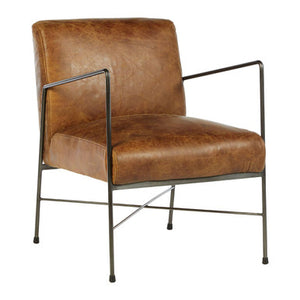 Hoxton Light Brown Genuine Leather And Iron Lounge Chair