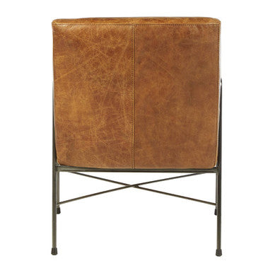 Hoxton Light Brown Genuine Leather and Iron Lounge Chair - Image 4