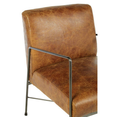 Hoxton Light Brown Genuine Leather and Iron Lounge Chair - Image 5