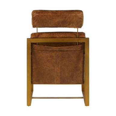 Hoxton Light Brown Leather Lounge Chair With Iron Frame - Image 4