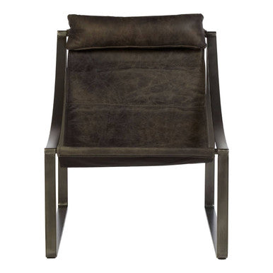 Hoxton Antique Black Leather Sling Chair