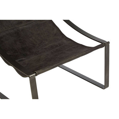 Hoxton Antique Black Leather Sling Chair - Image 6