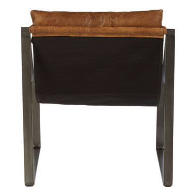 Hoxton Genuine Light Brown Leather Sling Chair - Image 4