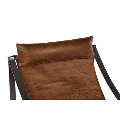 Hoxton Genuine Light Brown Leather Sling Chair - Image 5