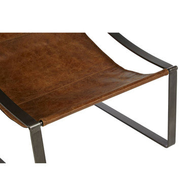 Hoxton Genuine Light Brown Leather Sling Chair - Image 6