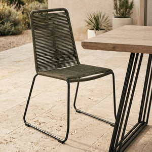 Sisal Grey Rope Dining Chair with Metal Frame