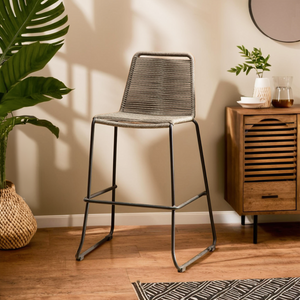 Sisal Grey Rope Bar Chair with Metal Frame