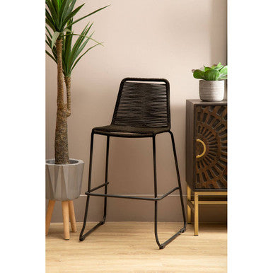 Sisal Black Rope Bar Chair - Image 3