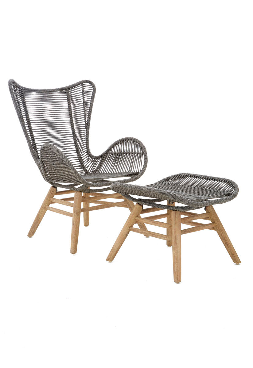 Sisal Grey Rope Lounge Chair and Footstool - Image 5