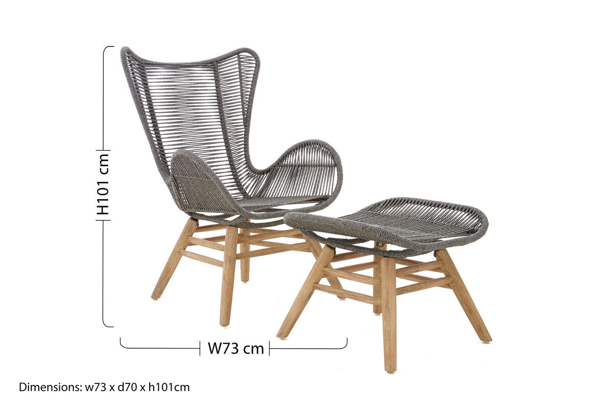 Sisal Grey Rope Lounge Chair and Footstool