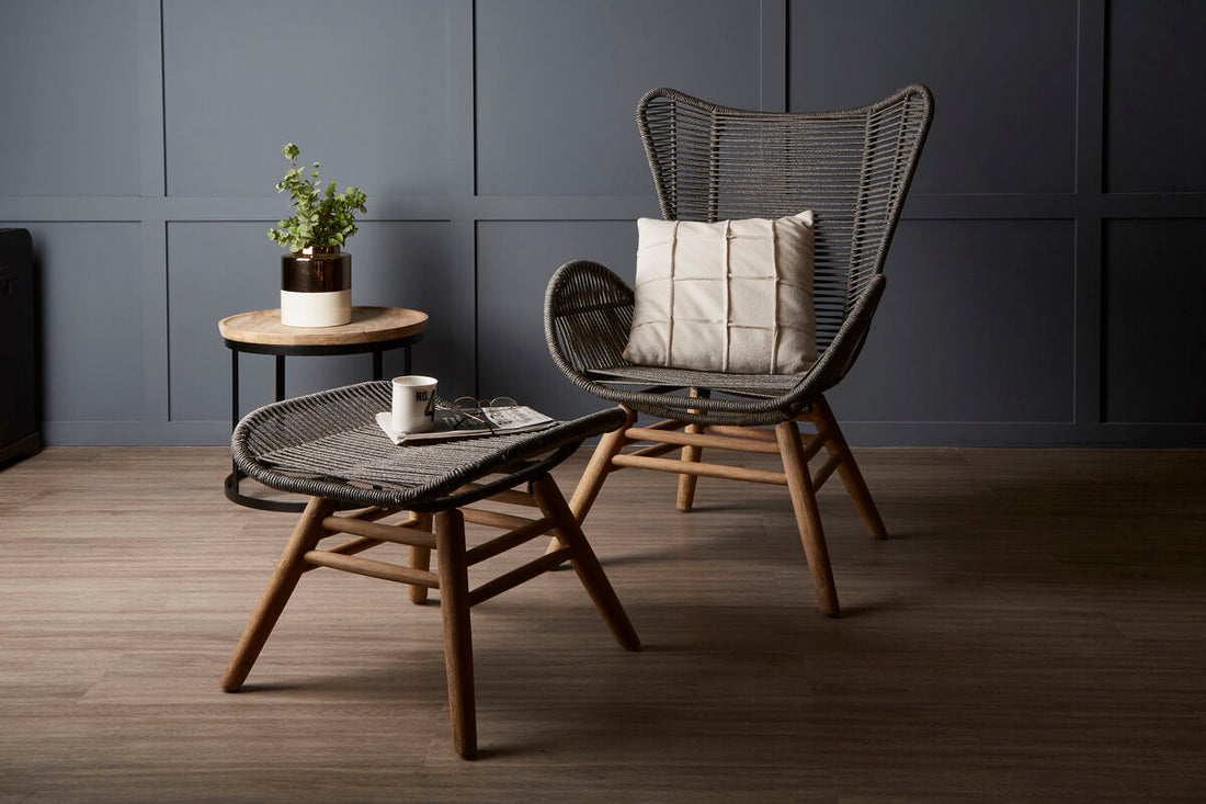 Sisal Grey Rope Lounge Chair and Footstool - Image 9