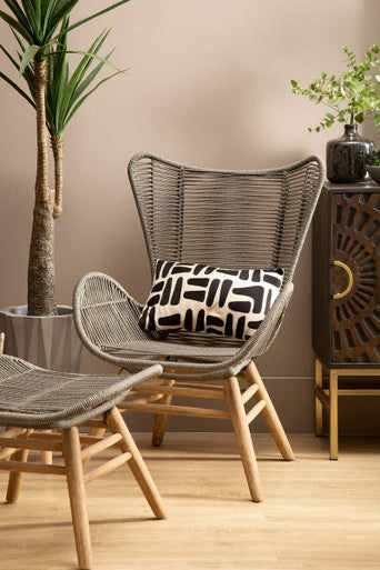 Sisal Grey Rope Lounge Chair And Footstool