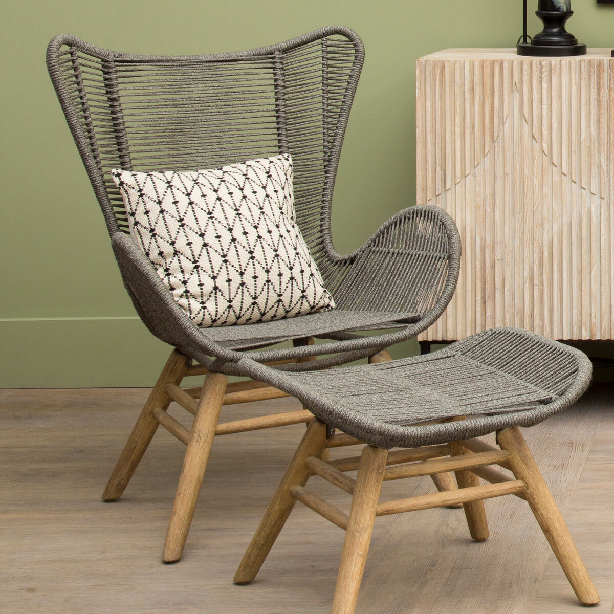 Sisal Grey Rope Lounge Chair and Footstool