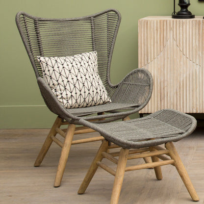 Sisal Grey Rope Lounge Chair and Footstool