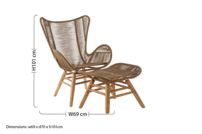 Sisal Latte Rope Lounge Chair And Footstool