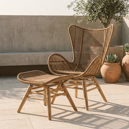 Sisal Latte Rope Lounge Chair And Footstool - Image 9