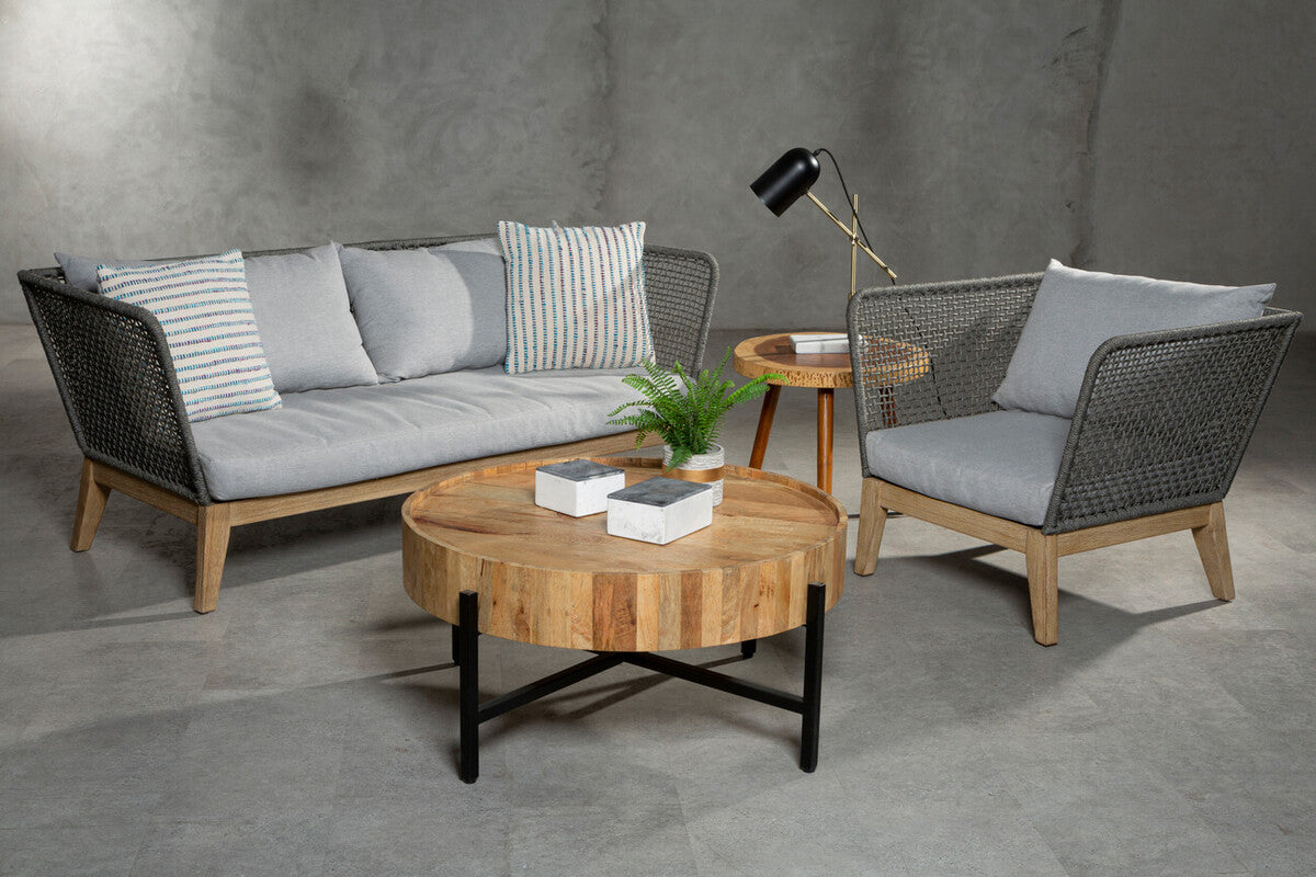 3 Seater Grey Sofa with Wooden Legs, Opus