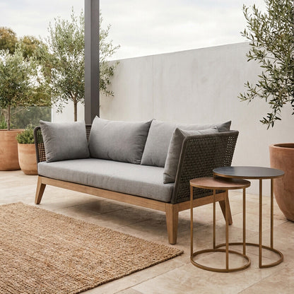 3 Seater Grey Sofa with Wooden Legs, Opus