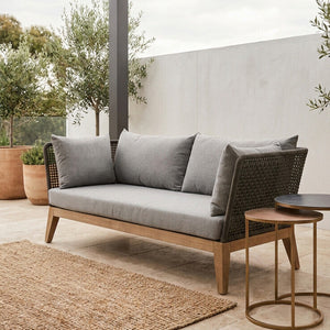 3 Seater Grey Sofa with Wooden Legs, Opus